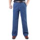 Men Mid-aged Thicken Plus Size Classical Casual Jeans Loose Straight Leg High Waist Pants