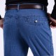 Men Summer Basic Denim Straight Leg Loose Elastic High Waist Cargo Long Jeans