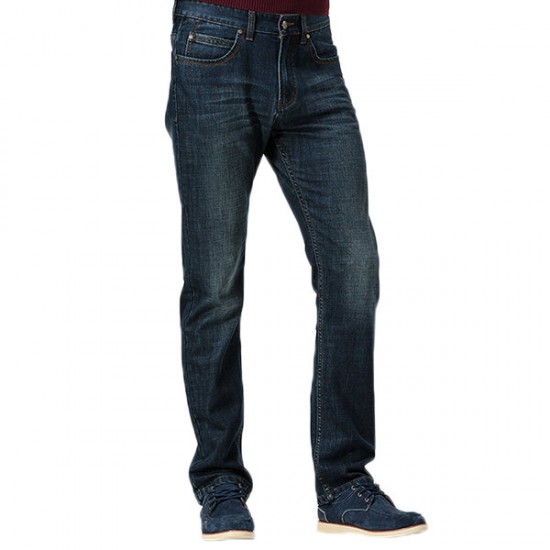 Mens Business Casual Straight Leg Washed Long Pants Jeans