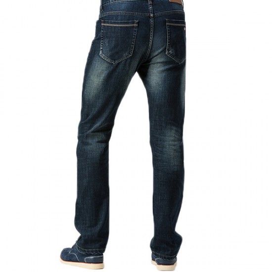 Mens Business Casual Straight Leg Washed Long Pants Jeans