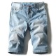 Mens Fashion Casual Holes Denim Shorts Big Size Kness Length Mid-rise Light Blue Jeans