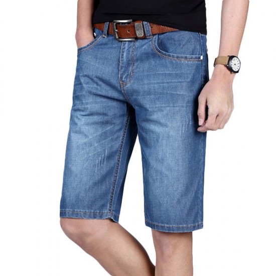 Summer Straight Leg Knee Length Short Jeans for Men