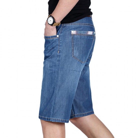 Summer Straight Leg Knee Length Short Jeans for Men