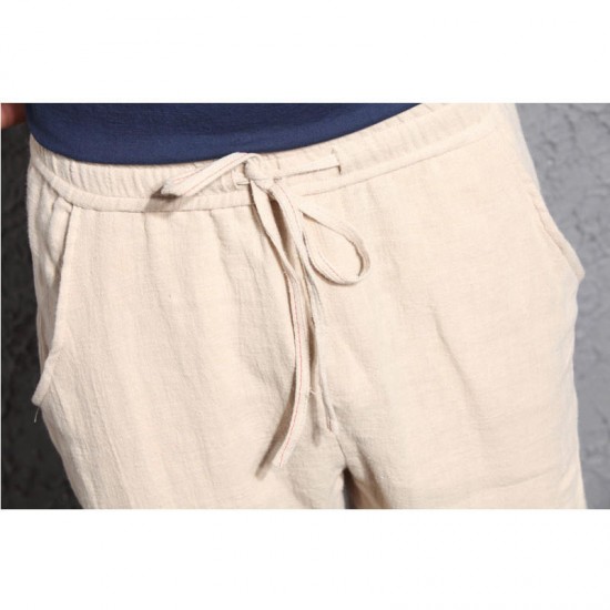 Chinese Style Men's Linen Cotton Casual Loose Pants Men's Wide Leg Harlan Pants