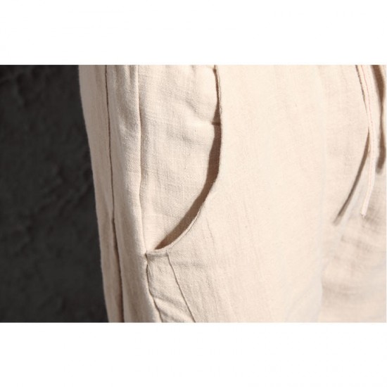 Chinese Style Men's Linen Cotton Casual Loose Pants Men's Wide Leg Harlan Pants