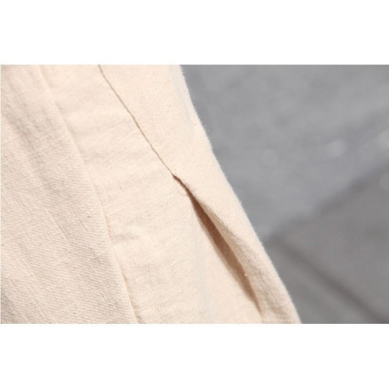 Chinese Style Men's Linen Cotton Casual Loose Pants Men's Wide Leg Harlan Pants