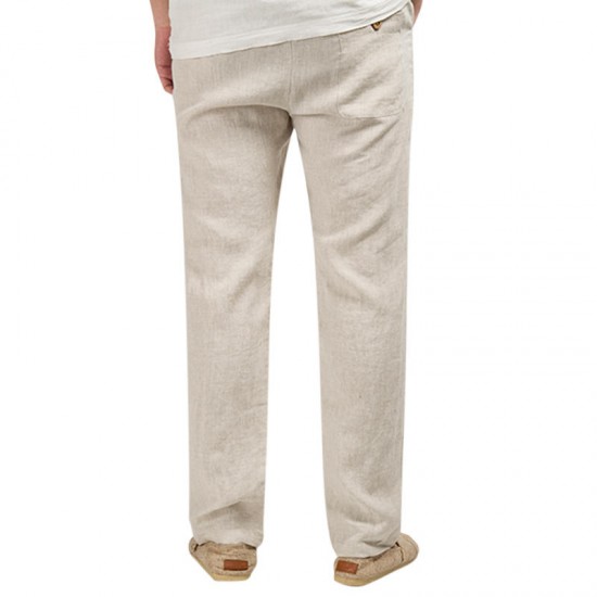 Chinese Style Men's Linen Cotton Straight Soft Breathable Casual Pants