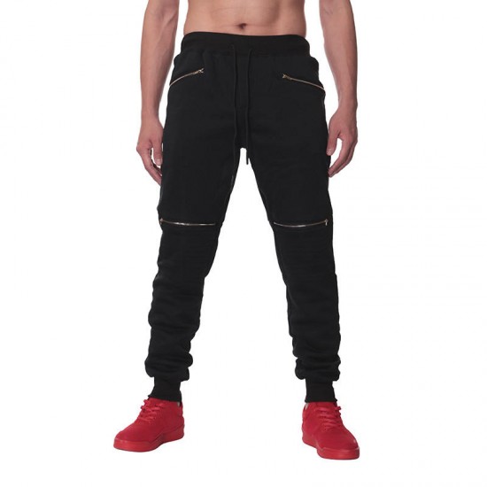 INCERUN Mens Casual Jogger Harem Slim Fit Zipper Training Gym Trousers Pants