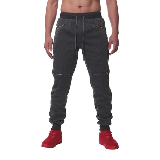 INCERUN Mens Casual Jogger Harem Slim Fit Zipper Training Gym Trousers Pants