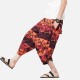 Loose Breathable Ethnic Style Printed Cotton Linen Radish Pants Cropped Bloomers