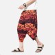 Loose Breathable Ethnic Style Printed Cotton Linen Radish Pants Cropped Bloomers