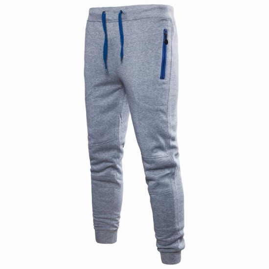 Men's Outdoor Cotton Drawstring Pure Color Fit Sports Casual Pencil Pants