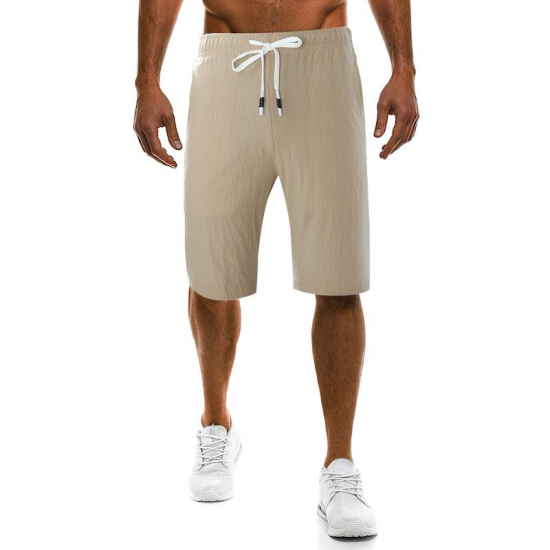 Men's Summer Fashion Solid Color Knee Length Shorts Pants Large Size Casual Sports Shorts