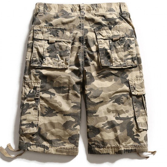 Camouflage Big Multi Pocket Summer Loose Cotton Cargo Shorts Size 30-40