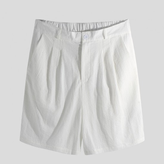 ChArmkpR Men Cotton Seersucker Relaxed Chino Shorts