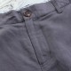 ChArmkpR Mens Cotton Linen Pure Color Mid Rise Summer Knee Length Casual Shorts