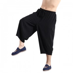 Charmkpr Mens Cotton Wide Leg Calf-Length Pants Stylish Loose Casual Brand Clothing Shorts