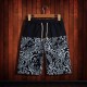 Chinese Style Mens Cotton Linen Breathable Splicing Color Blocking Antibacterial Knee-Length Shorts
