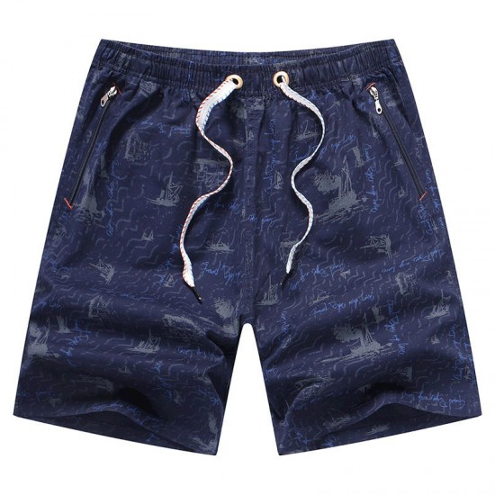 Mens Printed Summer 100% Cotton Breathable Thin Loose Casual Board Shorts