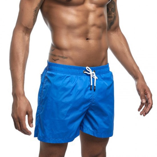 Mens Solid Color Summer Thin Casual Board Shorts