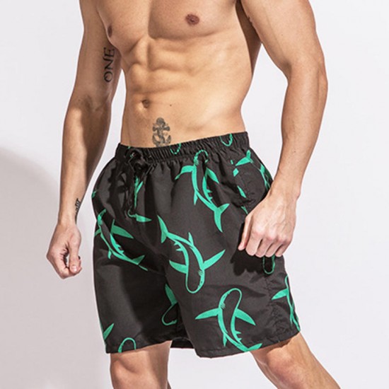 Shark Printing Design Quick Drying Muti Pockets Breathable Board Shorts for Men