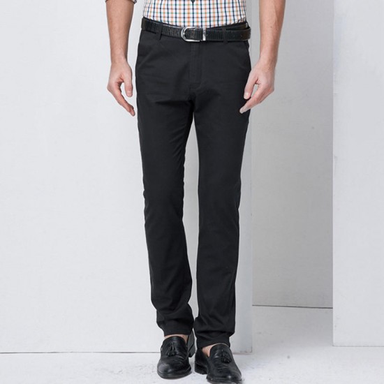 Business Cotton Modal Breathable Zipper Fly Slim Pockets Suit Pants for Men