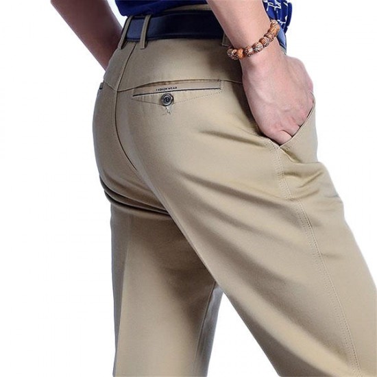 Men's Casual Straight Mid-waist Trousers Fashion Business Loose Pants