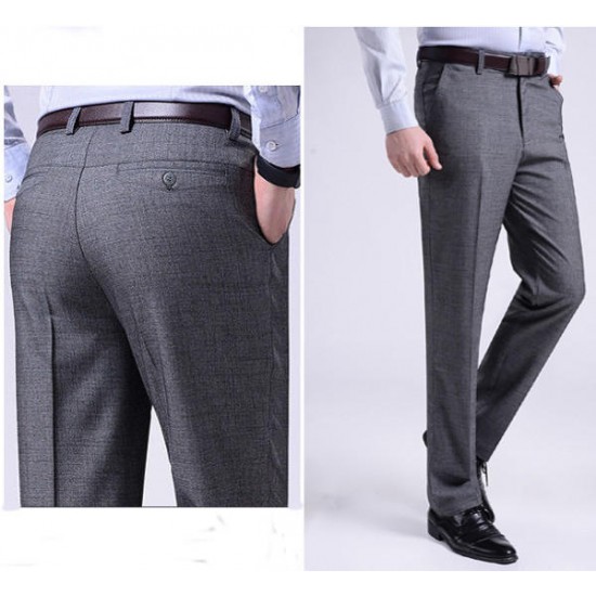 Mens Fashion Casual Suit Pants Spring Summer Pure Color Thin Straight Trousers