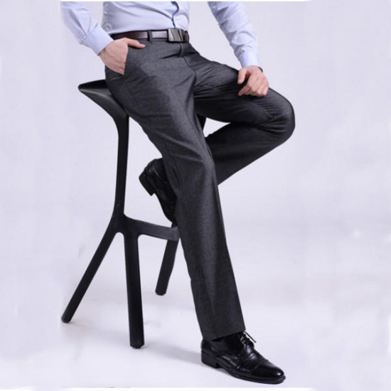 Mens Fashion Casual Suit Pants Spring Summer Pure Color Thin Straight Trousers