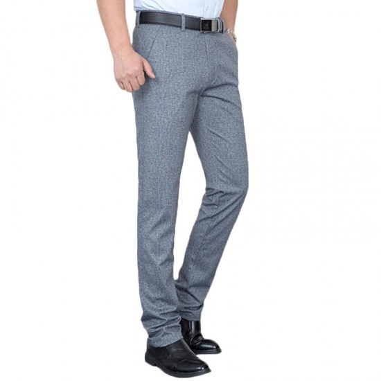 Men's Straight Slim Breathable Soft Casual Pants Casual Business Four-Sided Knit Stretch Trousers