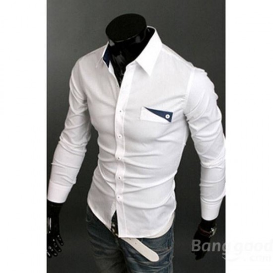3 Colors Mens Casual Long Sleeve Pocket Shirts