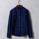 5 Colors Vintage Loose Solid Color Cotton Linen Stand Collar Long Sleeved Shirts