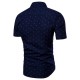 Anchor Printing Short Sleeve Lapel Button up Shirts for Men