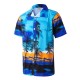 Beach Holiday Breathable Quick Drying Coconut Tree Printing Loose Lounge Short-sleeved Men Shirts