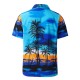 Beach Holiday Breathable Quick Drying Coconut Tree Printing Loose Lounge Short-sleeved Men Shirts