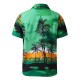 Beach Holiday Breathable Quick Drying Coconut Tree Printing Loose Lounge Short-sleeved Men Shirts