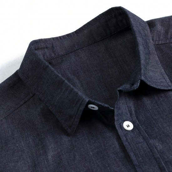 ChArmkpR Mens Pocket Fashion Long Sleeve Cotton Denim Casual Shirts