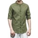 Chinese Frog Buttons Linen Cotton Vintage Casual Long Sleeve Shirts for Men