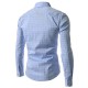 Mens Fashion Plaid Long-sleeved Lapel Checkered Shirt