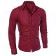 Mens Slim fit Pure Color S-3XL Long-sleeved Gingham Shirts