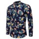 Pineapple Printing Mandarin Collar Long Sleeve Cotton Band Collar Shirt for Men Pineapple Printing Mandarin Collar Long Sleeve Cotton Band Collar Shirt for Men