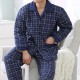 Casual Home Winter Thick Warm Quilted Plaid Lapel Collar Pajamas Sets for Men