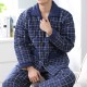 Casual Home Winter Thick Warm Quilted Plaid Lapel Collar Pajamas Sets for Men