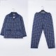 Casual Home Winter Thick Warm Quilted Plaid Lapel Collar Pajamas Sets for Men