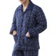 Casual Home Winter Thick Warm Quilted Plaid Lapel Collar Pajamas Sets for Men