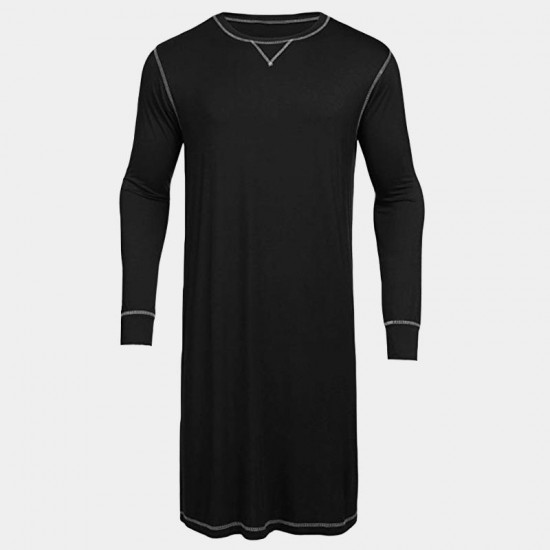 ChArmkpR Sleepwear Mens Nightshirt Long Sleeve Cotton Pajamas Comfy Loose Long Sleep Shirt