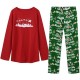 Christmas Snowman Printing Casual Home Pajamas Sleepwear Two-piece Suit for Men