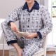 Comfortable Warm Plaid Casual Home Sleeping Pajamas Suit for Men