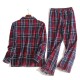 Cotton Comfortable Plaid Long Sleeve Casual Home Sleeping Pajamas Suit for Men