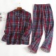 Cotton Comfortable Plaid Long Sleeve Casual Home Sleeping Pajamas Suit for Men